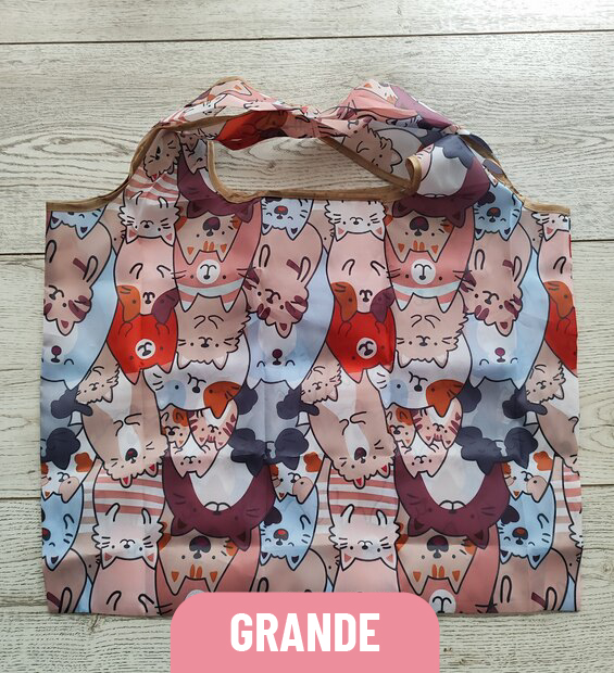 Bolsa Plegable Grande Collage Gatos