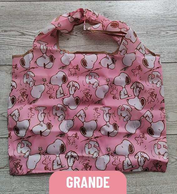 Bolsa Plegable Grande Snoopy Rosado