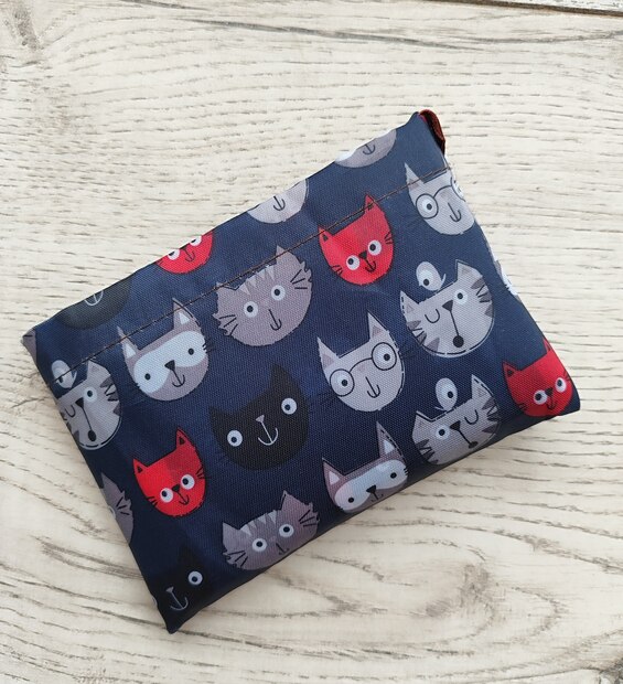 Bolsa Plegable Grande Cara Gatos Rojos