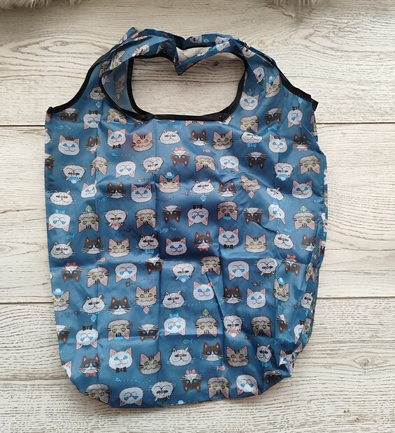 Bolsa Plegable Mediana Caras de Gatos