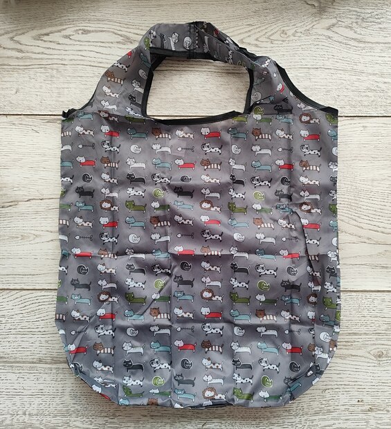 Bolsa Plegable Mediana Flores con Negro