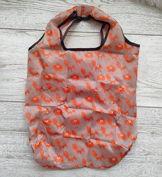 Bolsa Plegable Mediana Zorro Naranja Fondo Café