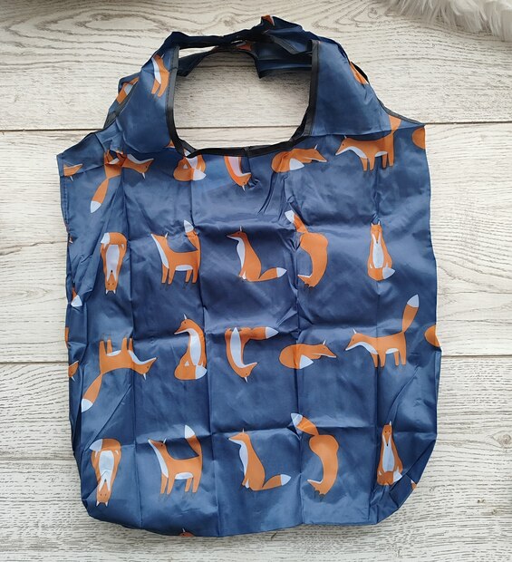 Bolsa Plegable Mediana Zorros Fondo Azul