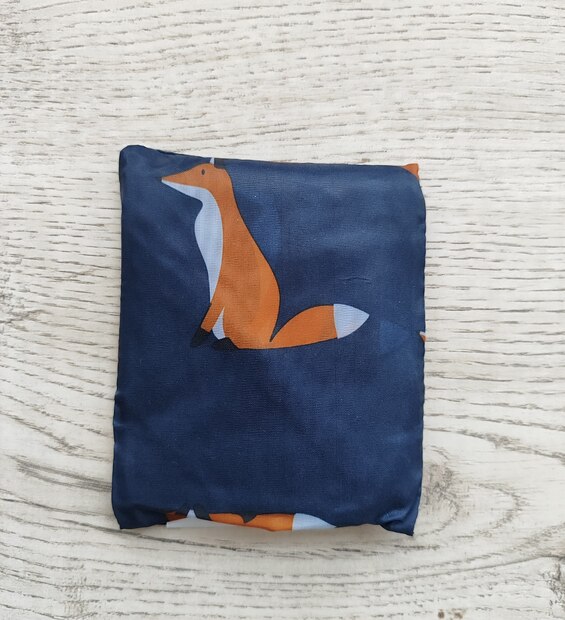 Bolsa Plegable Mediana Zorros Fondo Azul