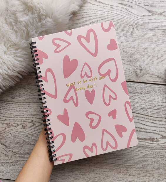 Cuaderno Argollado Corazones Líneas