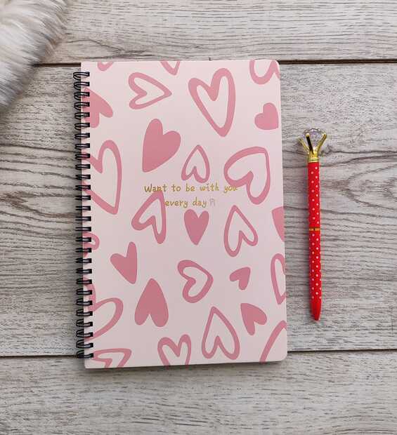 Cuaderno Argollado Corazones Líneas