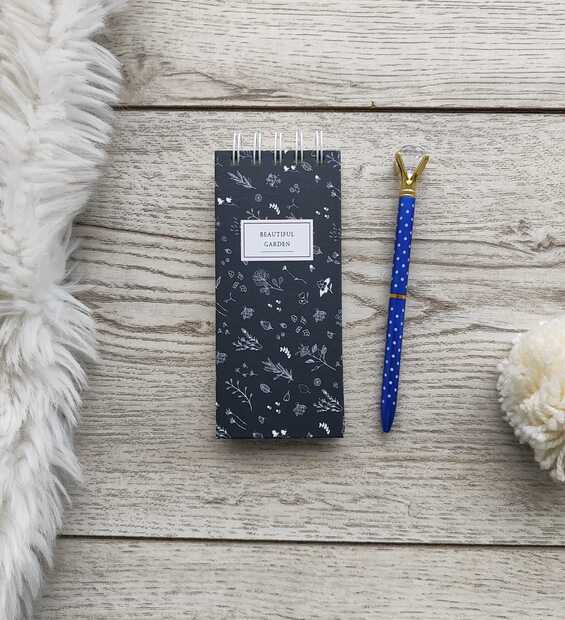 Mini Libreta Flores Negra