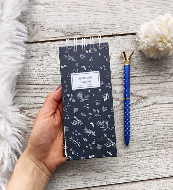 Mini Libreta Flores Negra
