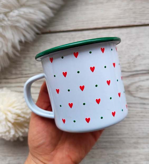 Taza Corazones Verde