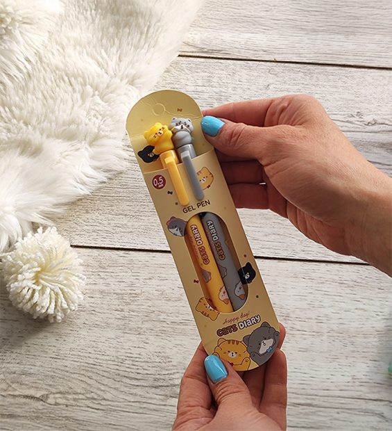 Duo Esferos Gatos * Amarillo