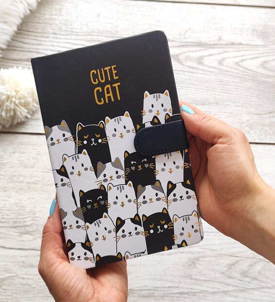 Libreta Cute Cat Negra * Gatos