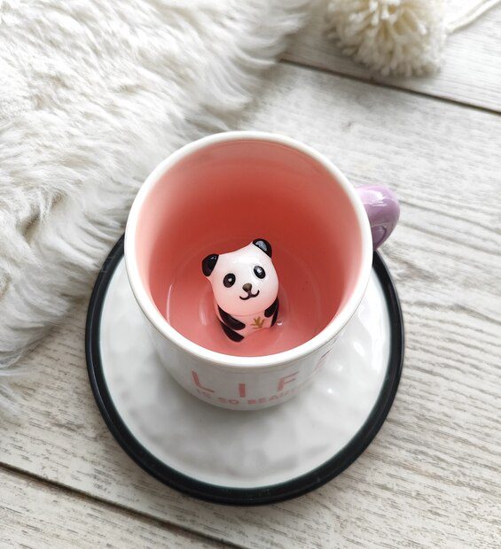 Tasa Y Plato Pandita Asomado * Rosado